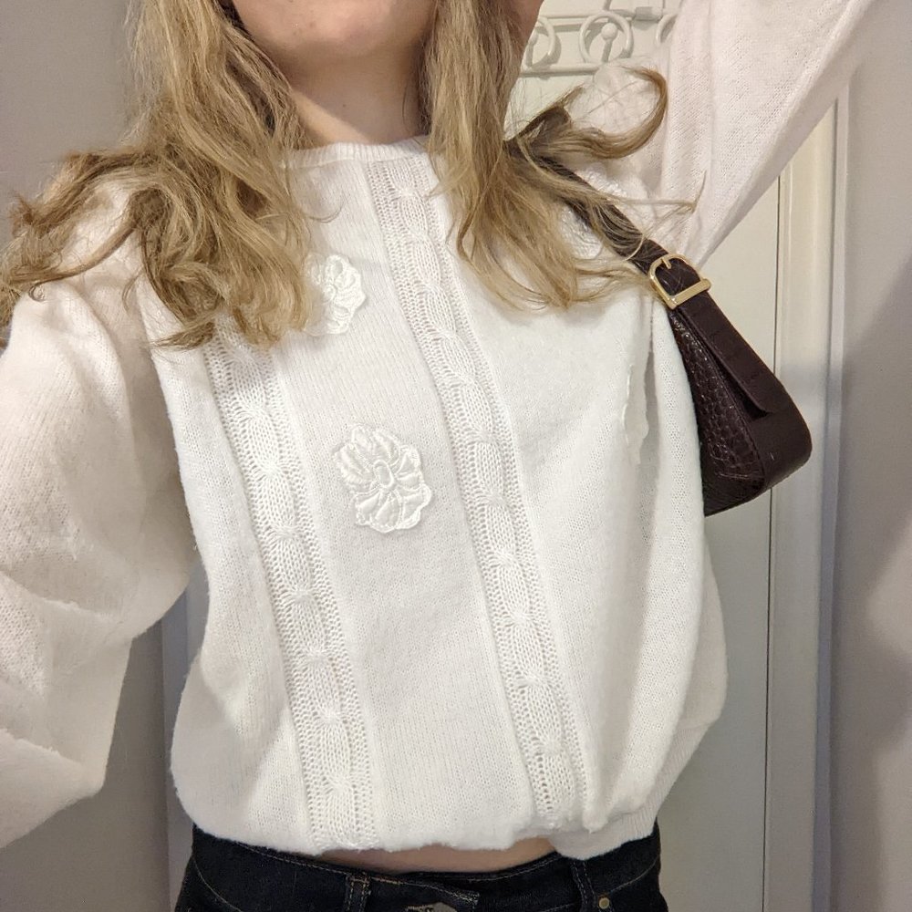 Vintage French White sweater by Eliane Remy Paris, Made in Italy